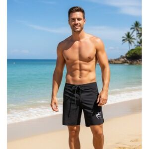 Alphalete Board Shorts Men's M Black Performance Swimwear Beach Trunks‎ Vacation